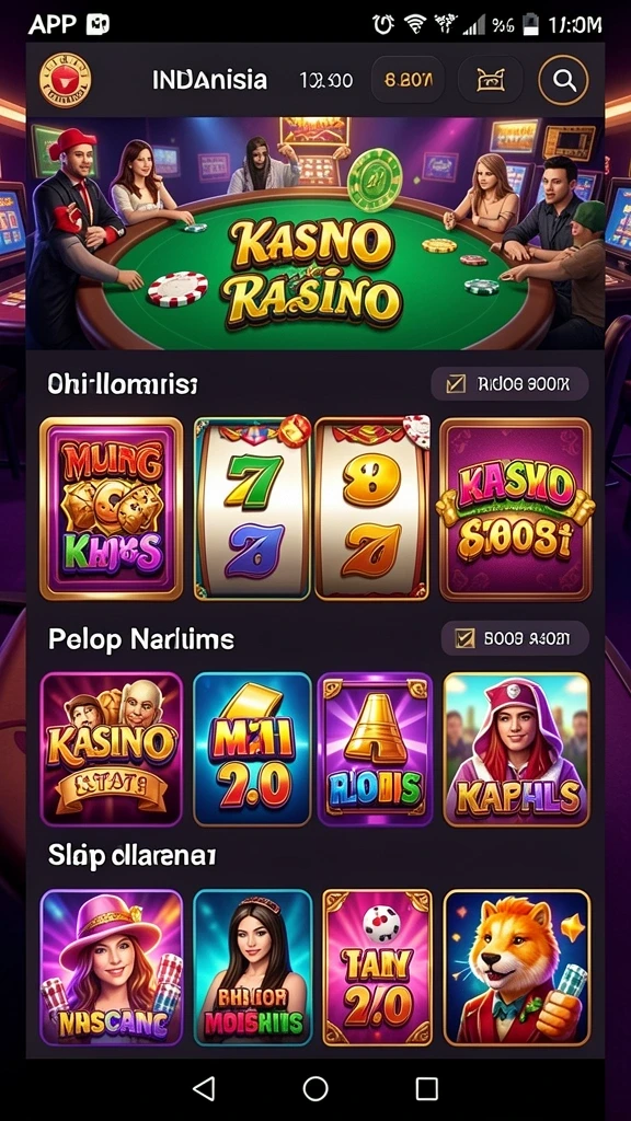 Skrinsyut dari fitur game dengan berbagai pilihan permainan.
